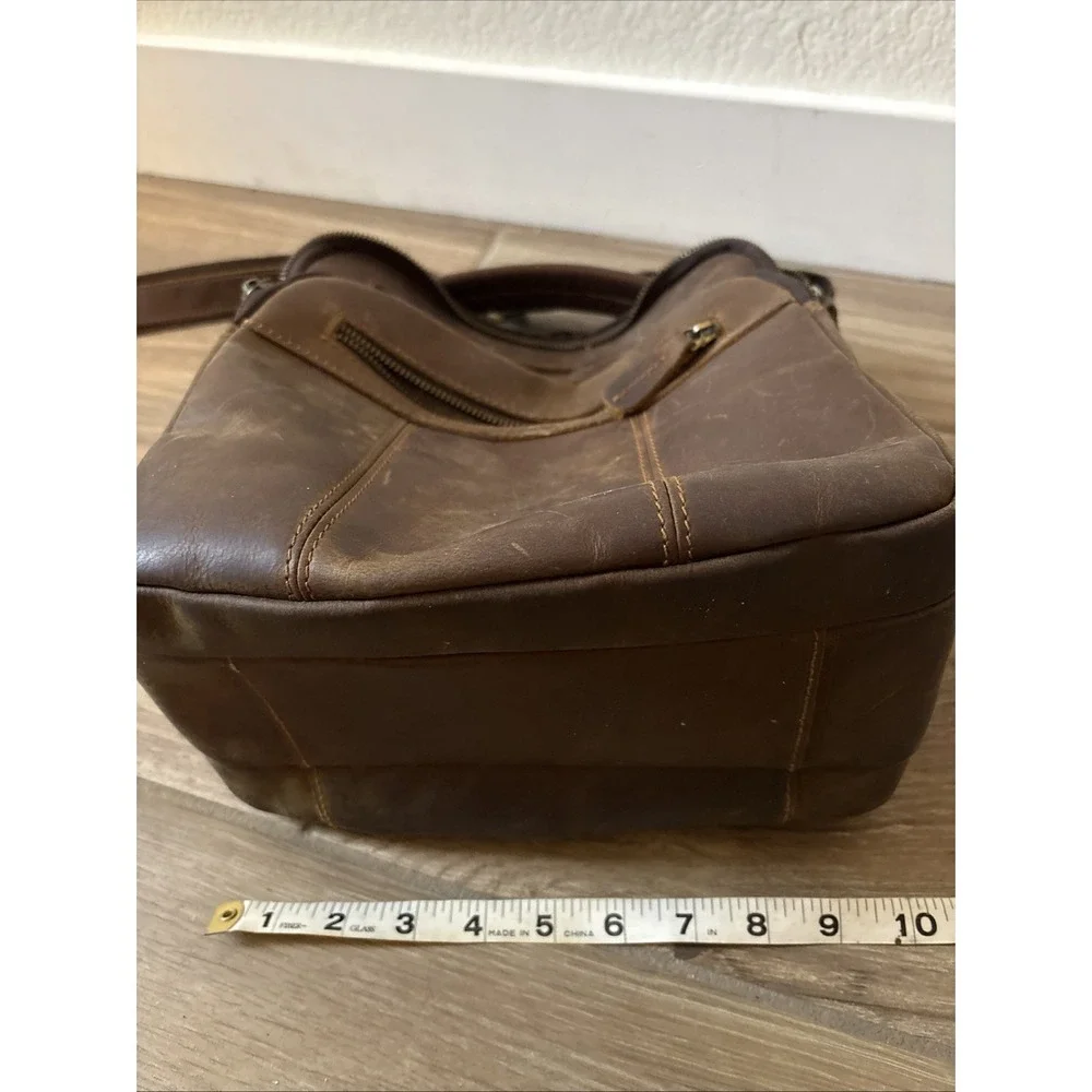 Jack and Chris Men's Brown Leather Messenger Crossbody Bag Multiple Pockets
